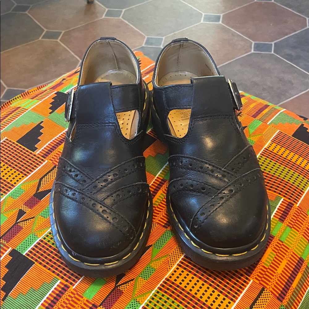 Dr. Martens Black Leather Flats Mary Jane’s